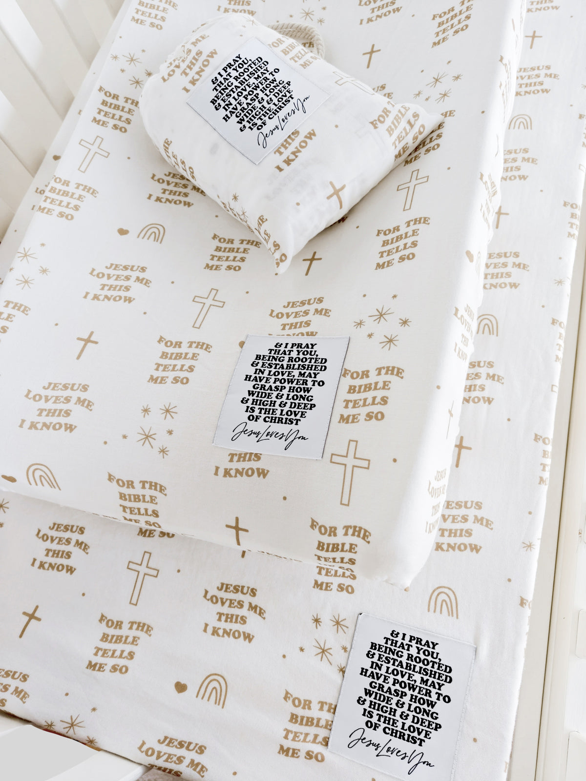 Jesus Loves Me This I Know Crib & Changing Pad Sheet Set