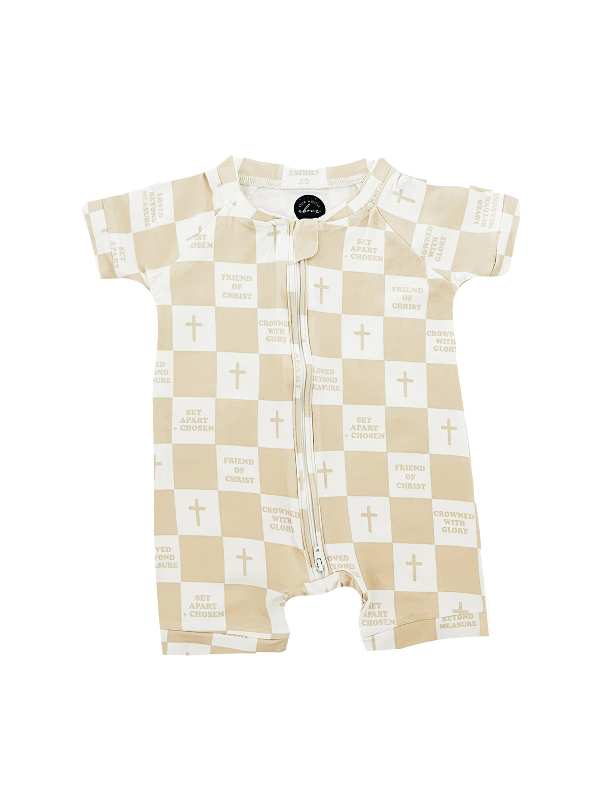 Friend of Christ Checker Bamboo Short Jumpsuit