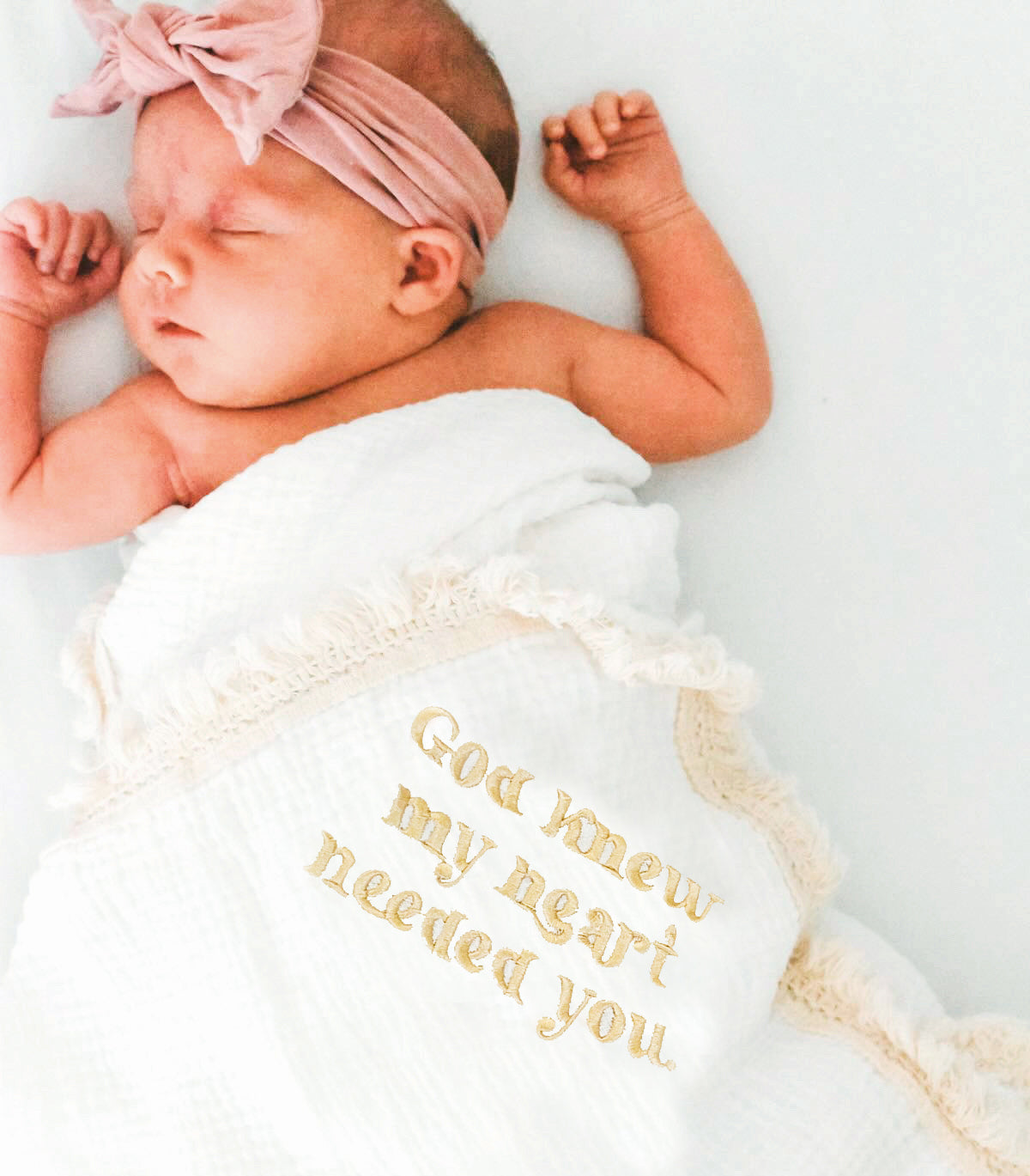 God Knew My Heart Needed You Tassel Swaddle Blanket