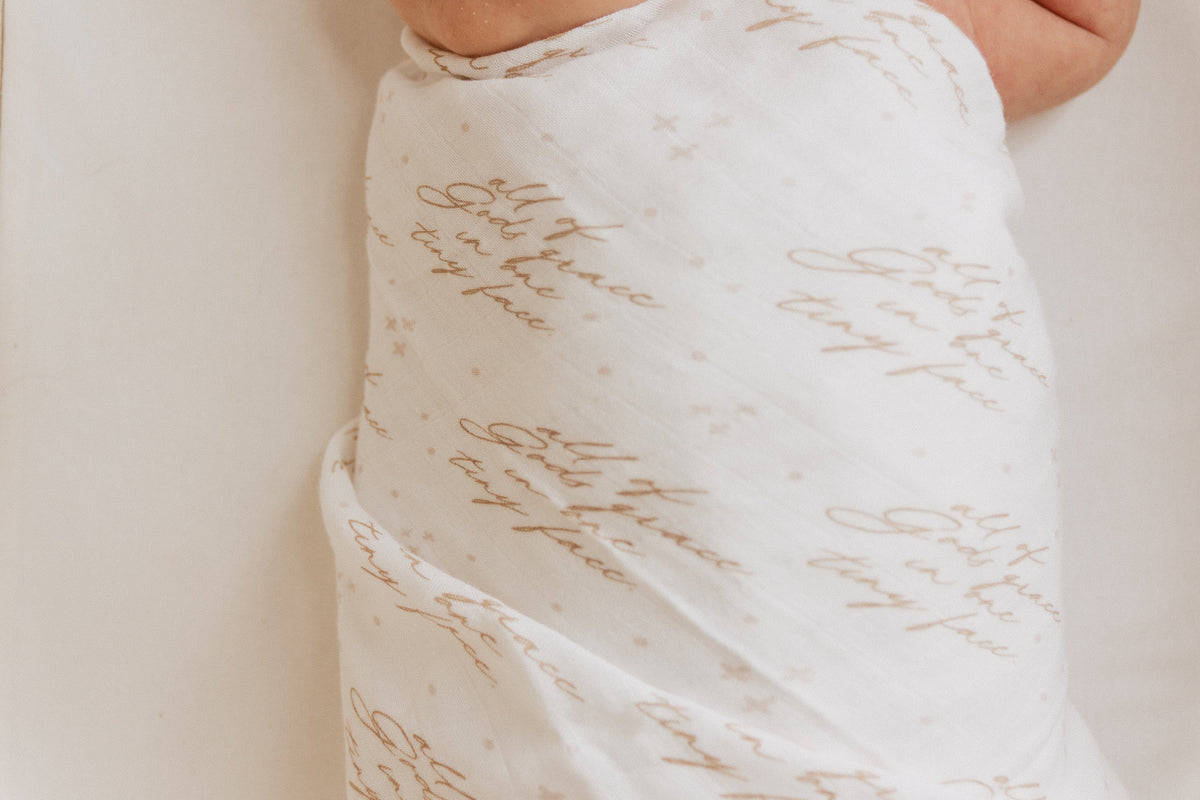 All of Gods Grace in One Tiny Face Swaddle Blanket