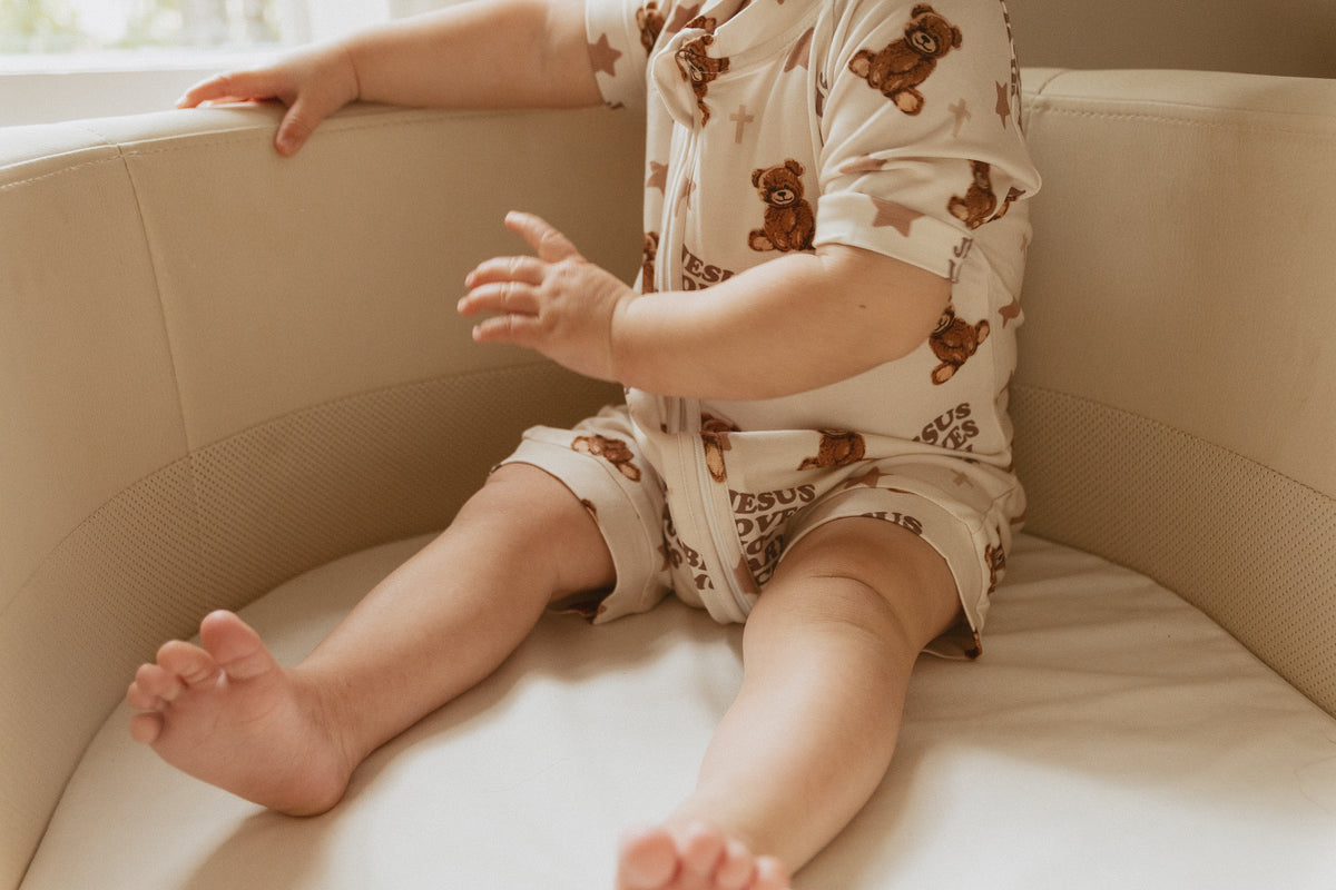 Jesus Loves You Beary Much Bamboo Short Jumpsuit
