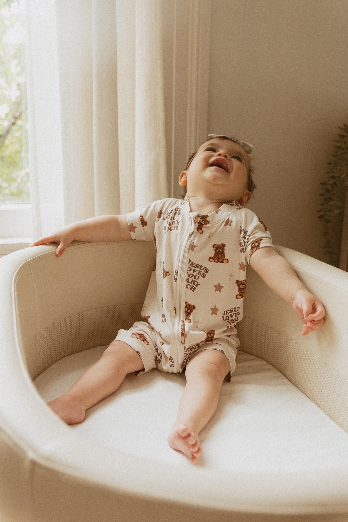Jesus Loves You Beary Much Bamboo Short Jumpsuit