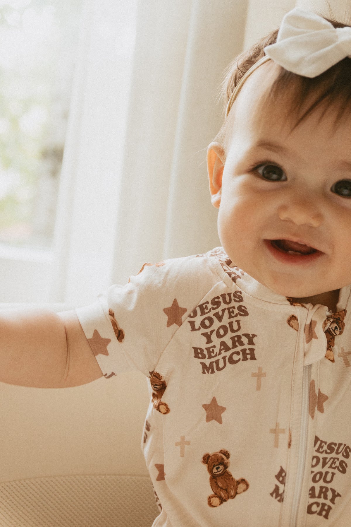 Jesus Loves You Beary Much Bamboo Short Jumpsuit
