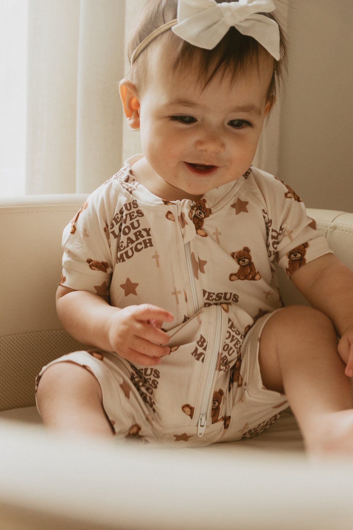 Jesus Loves You Beary Much Bamboo Short Jumpsuit
