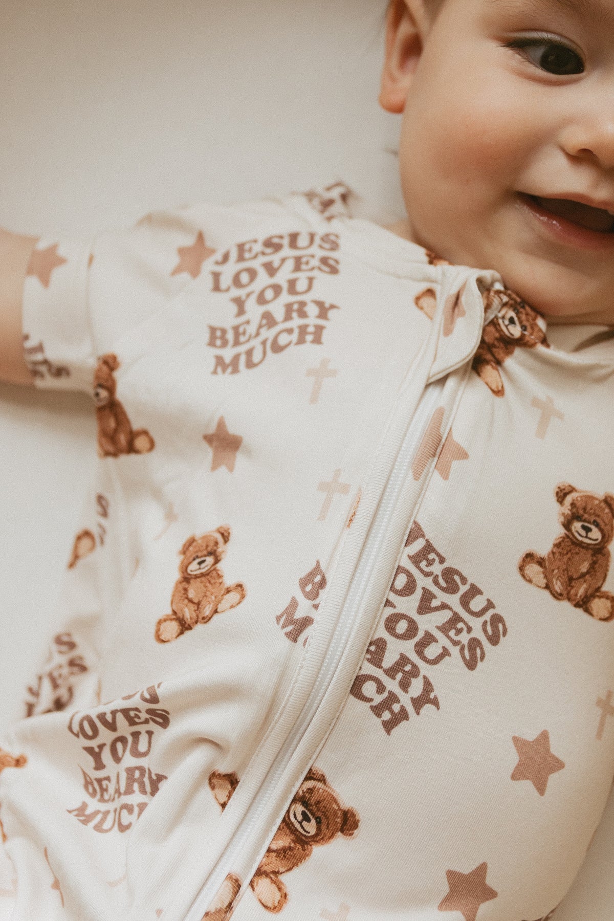 Jesus Loves You Beary Much Bamboo Short Jumpsuit