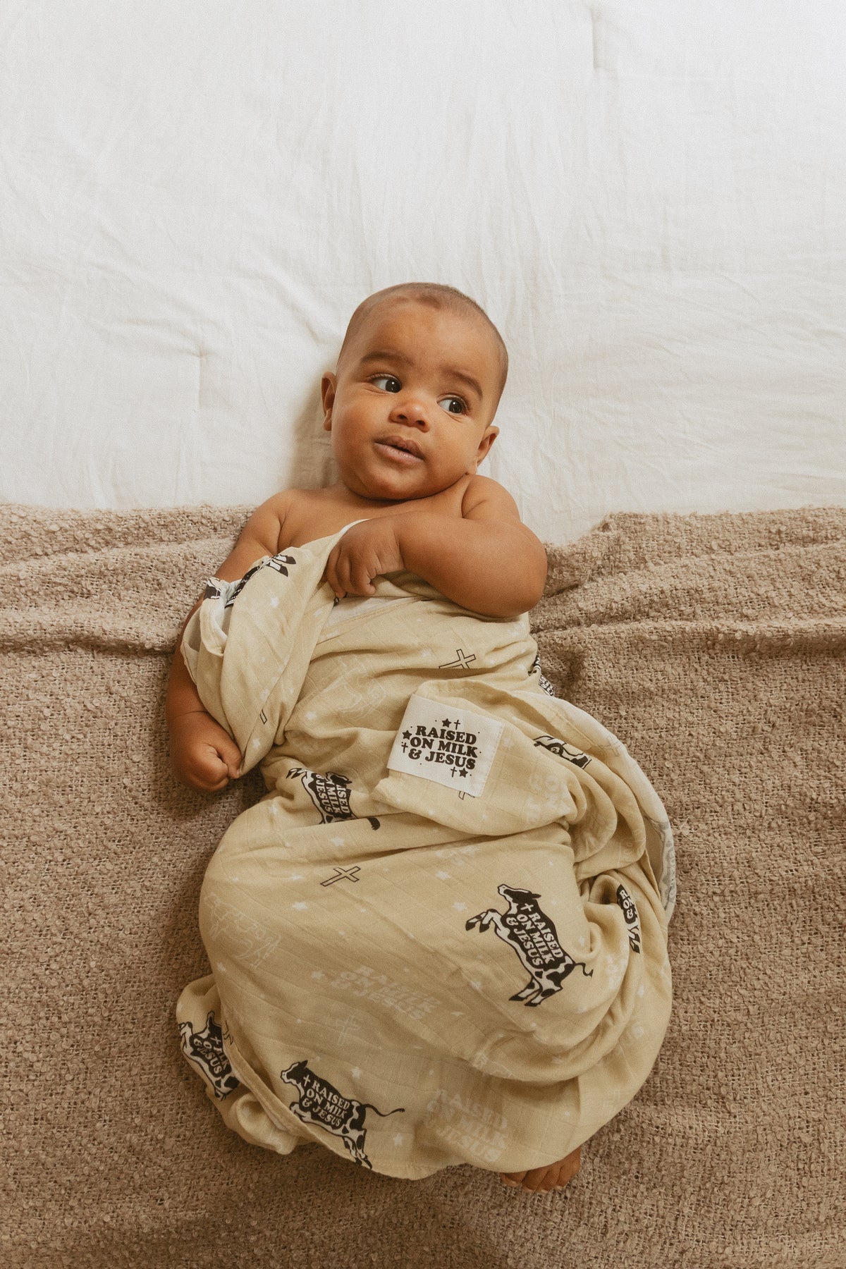Raised On Milk & Jesus Cow Swaddle Blanket