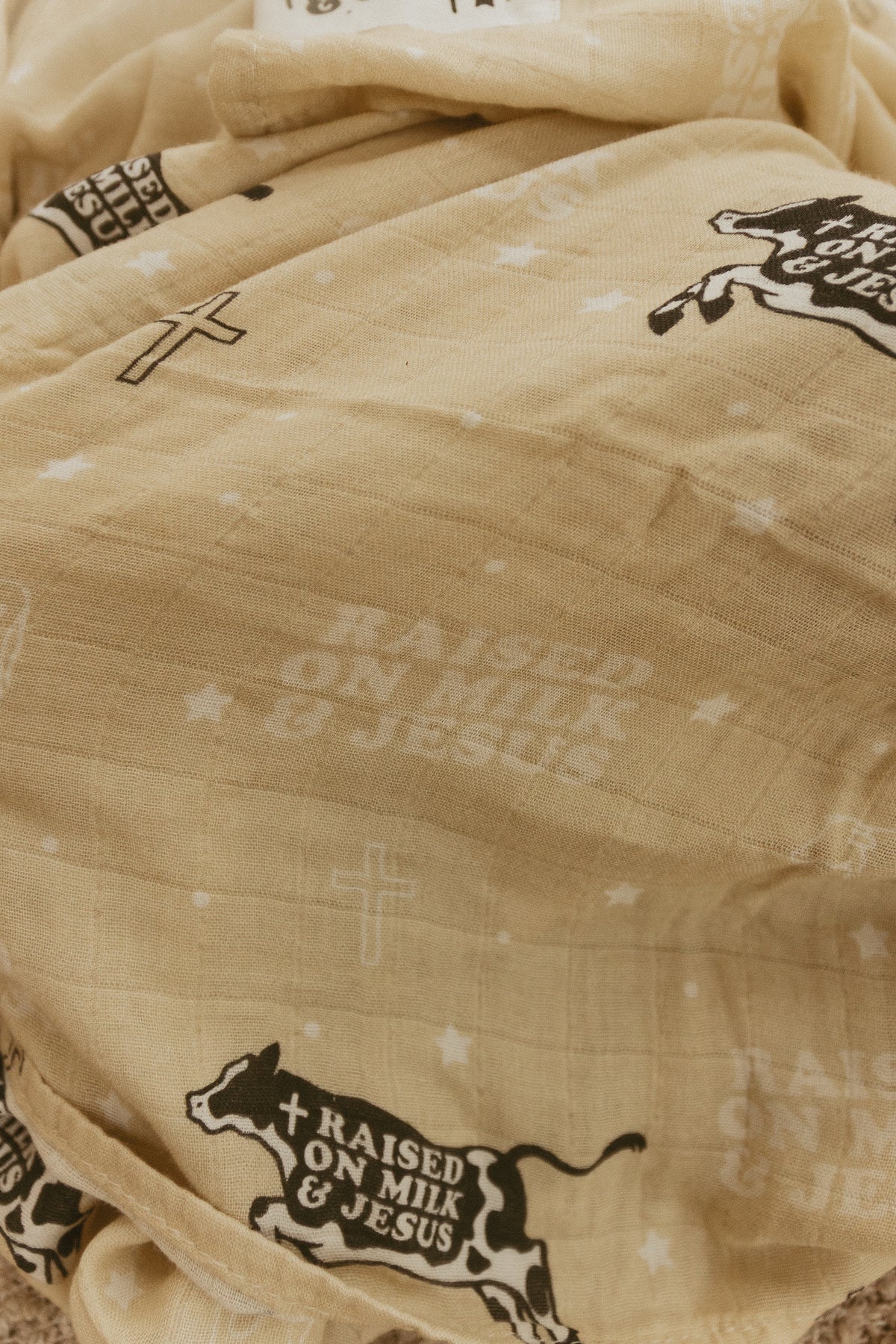 Raised On Milk & Jesus Cow Swaddle Blanket