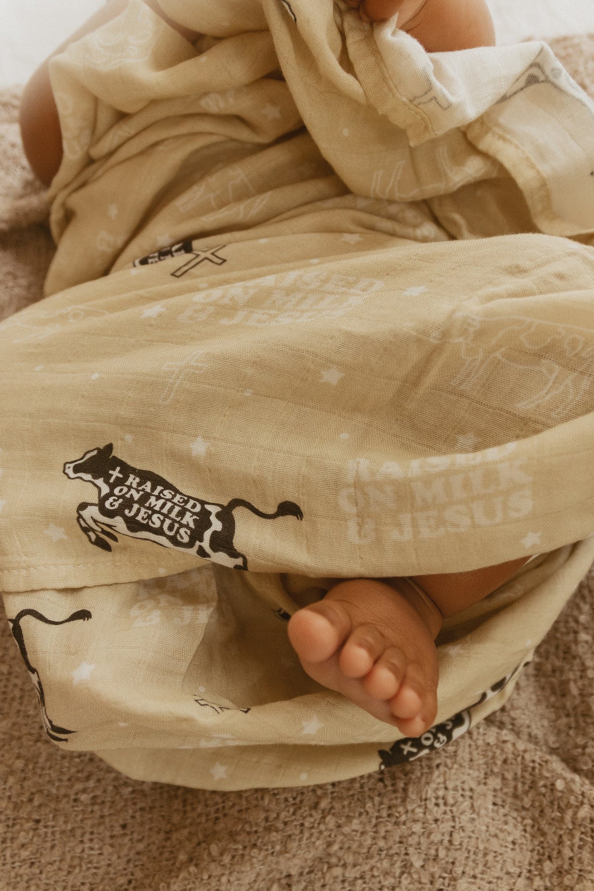 Raised On Milk & Jesus Cow Swaddle Blanket