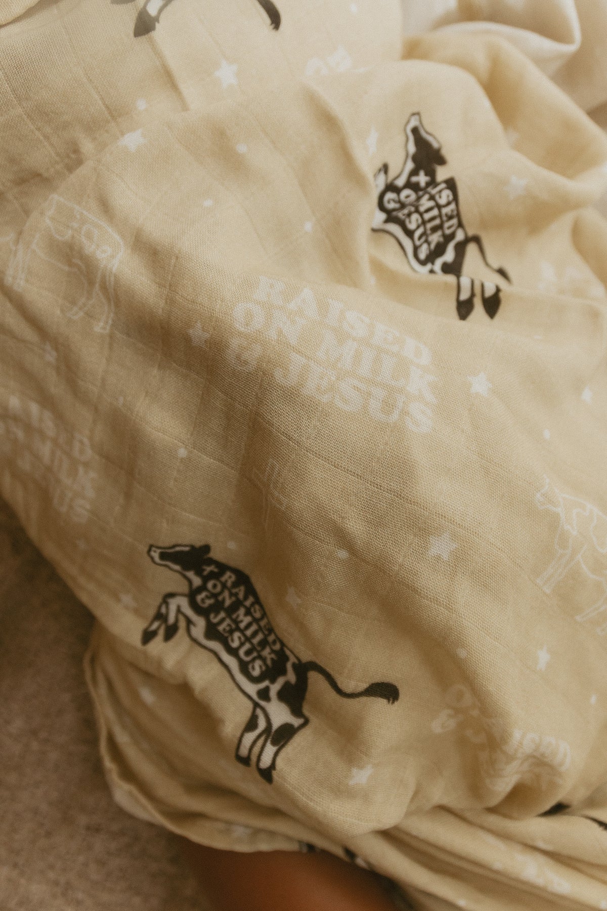 Raised On Milk & Jesus Cow Swaddle Blanket