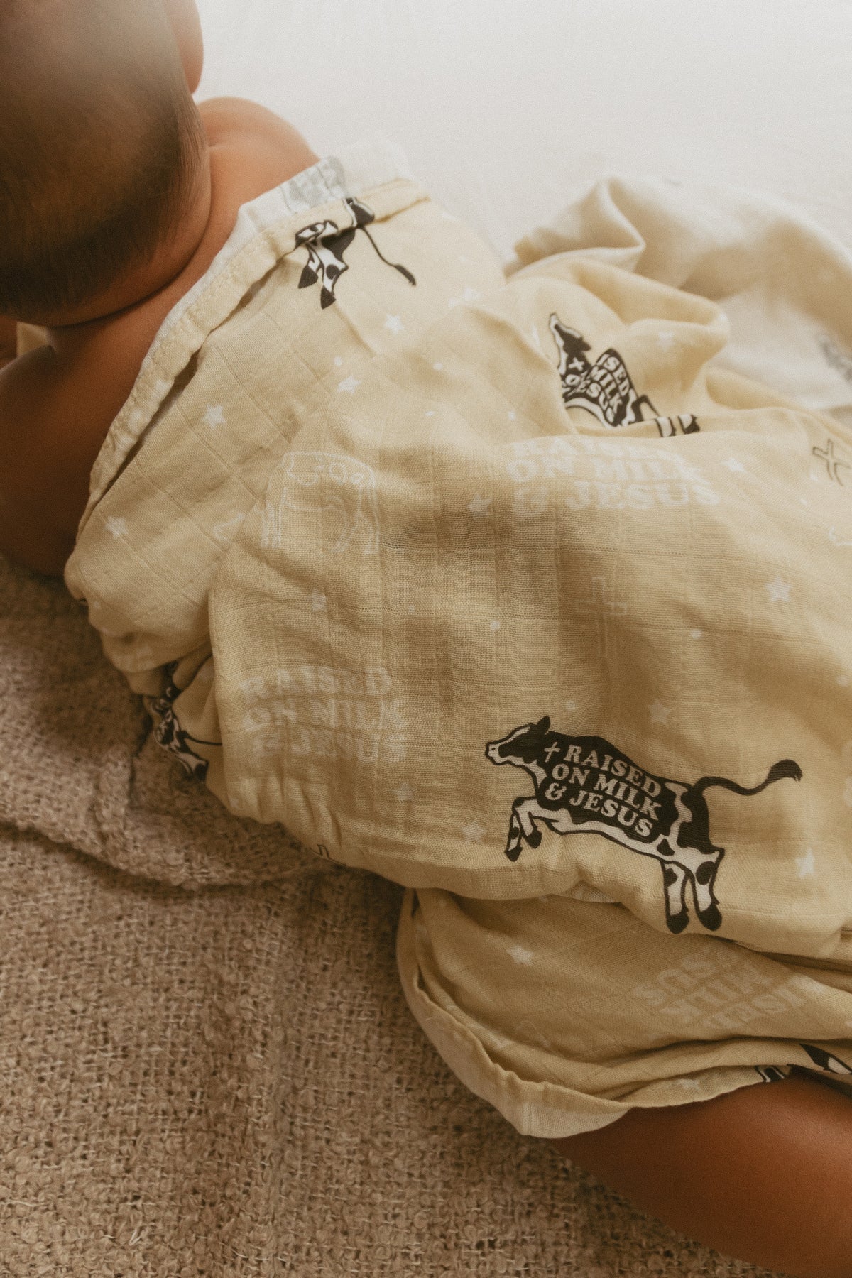 Raised On Milk & Jesus Cow Swaddle Blanket