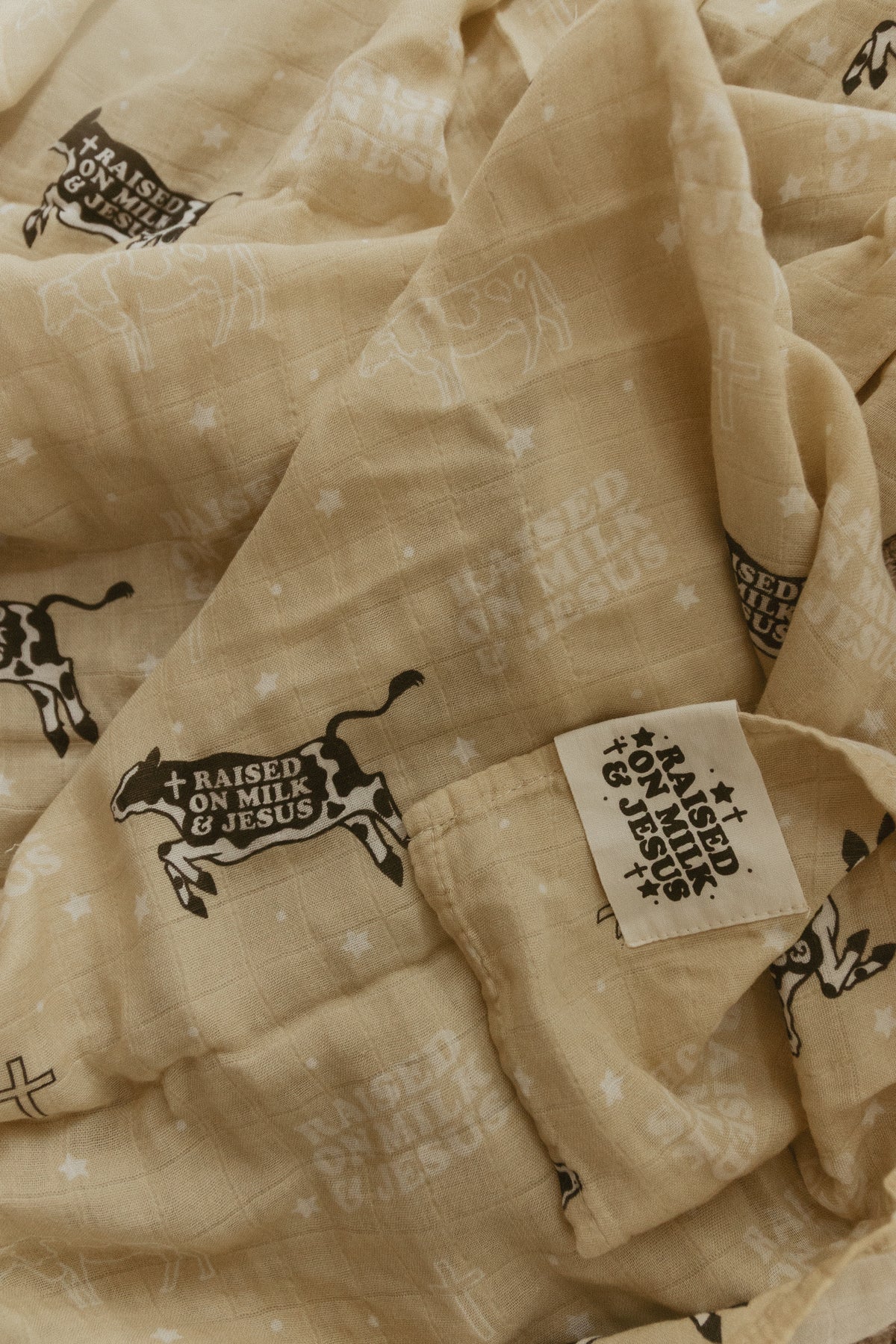 Raised On Milk & Jesus Cow Swaddle Blanket