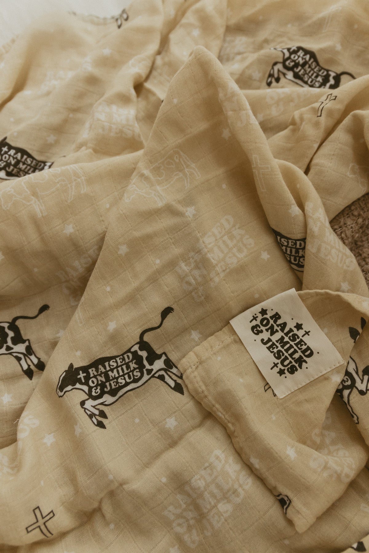 Raised On Milk & Jesus Cow Swaddle Blanket