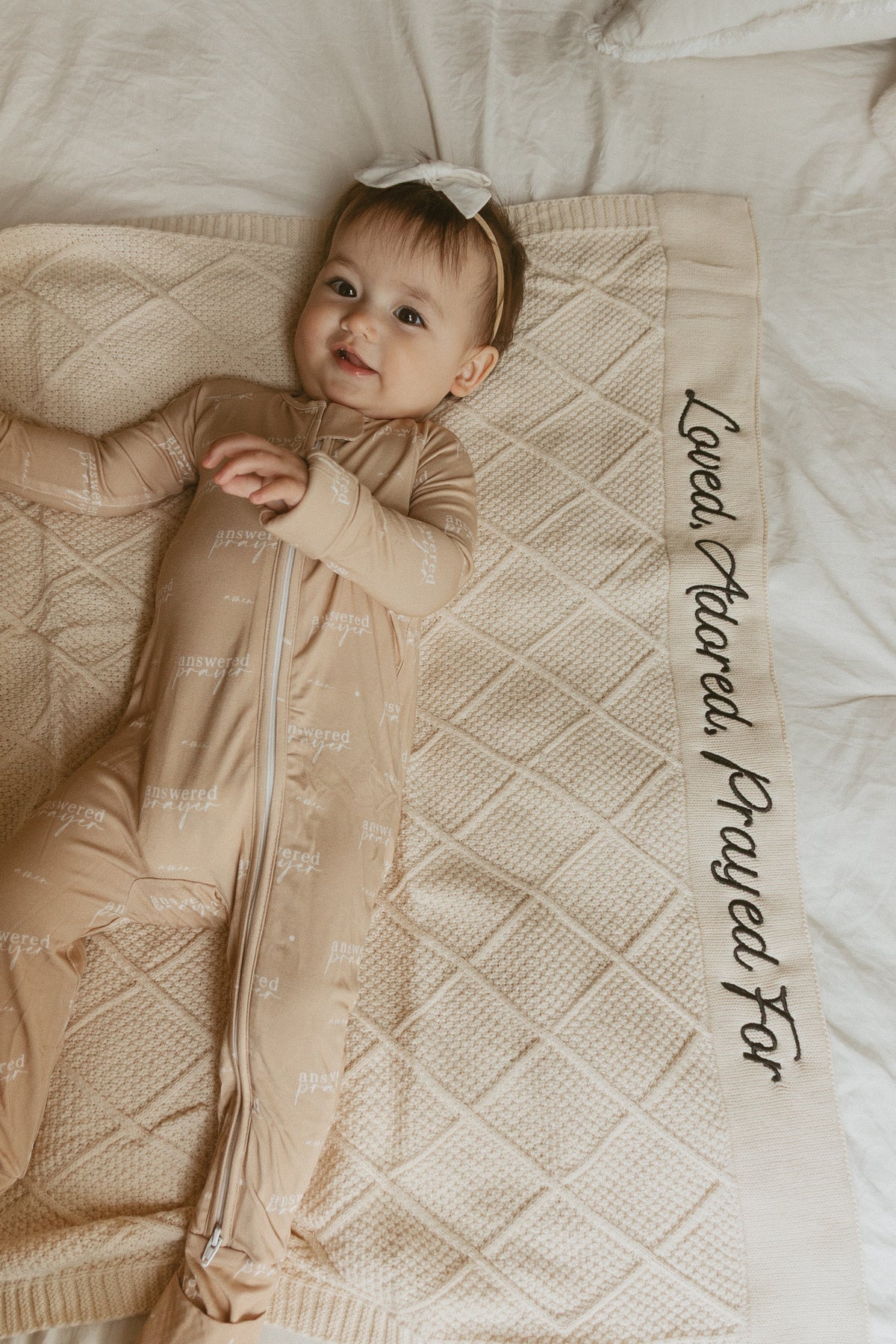 Loved, Adored, Prayed For Embroidered Blanket