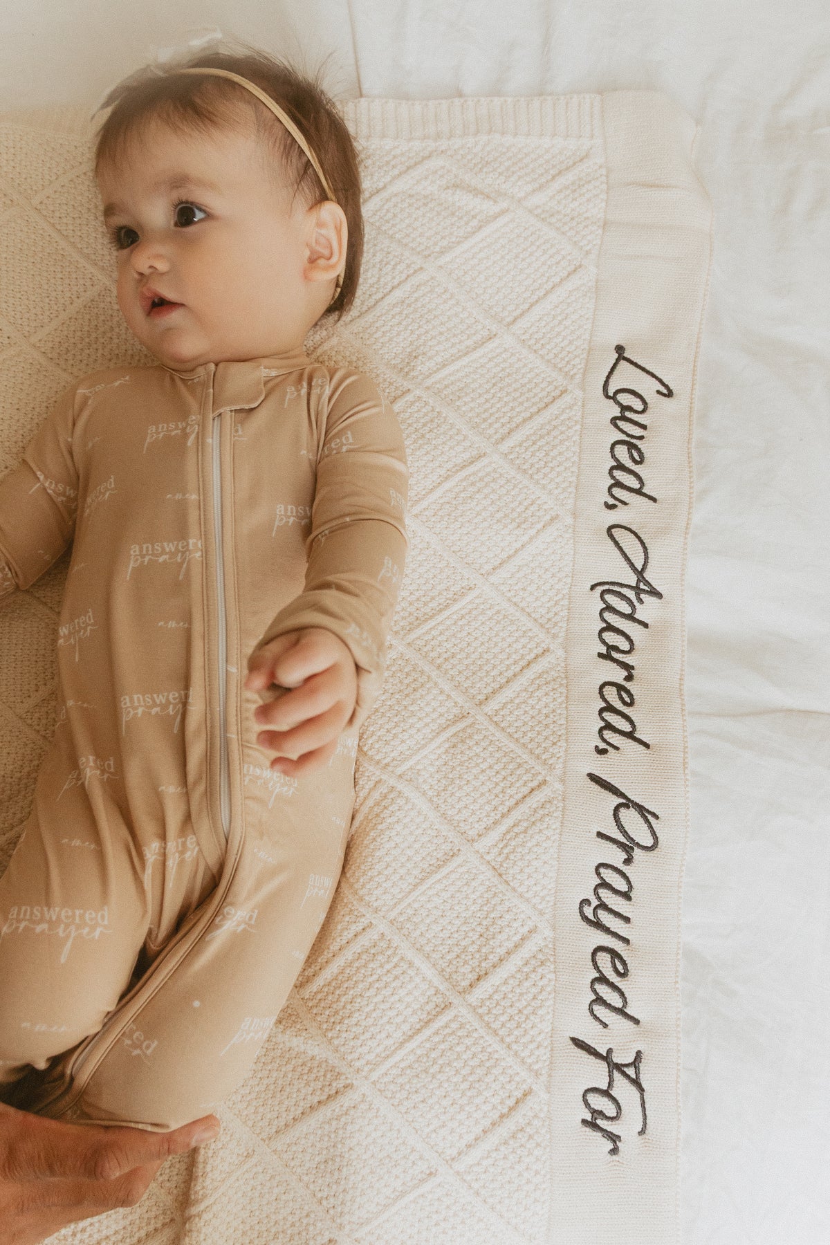Loved, Adored, Prayed For Embroidered Blanket