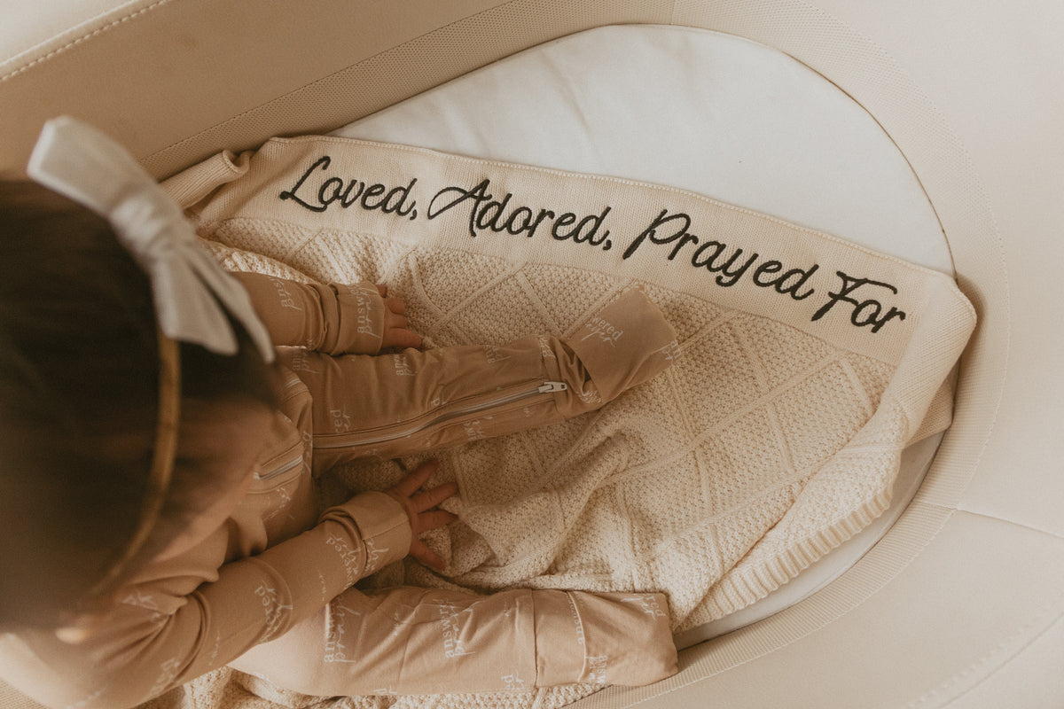 Loved, Adored, Prayed For Embroidered Blanket