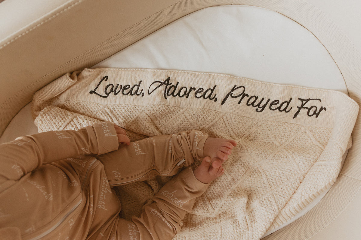 Loved, Adored, Prayed For Embroidered Blanket