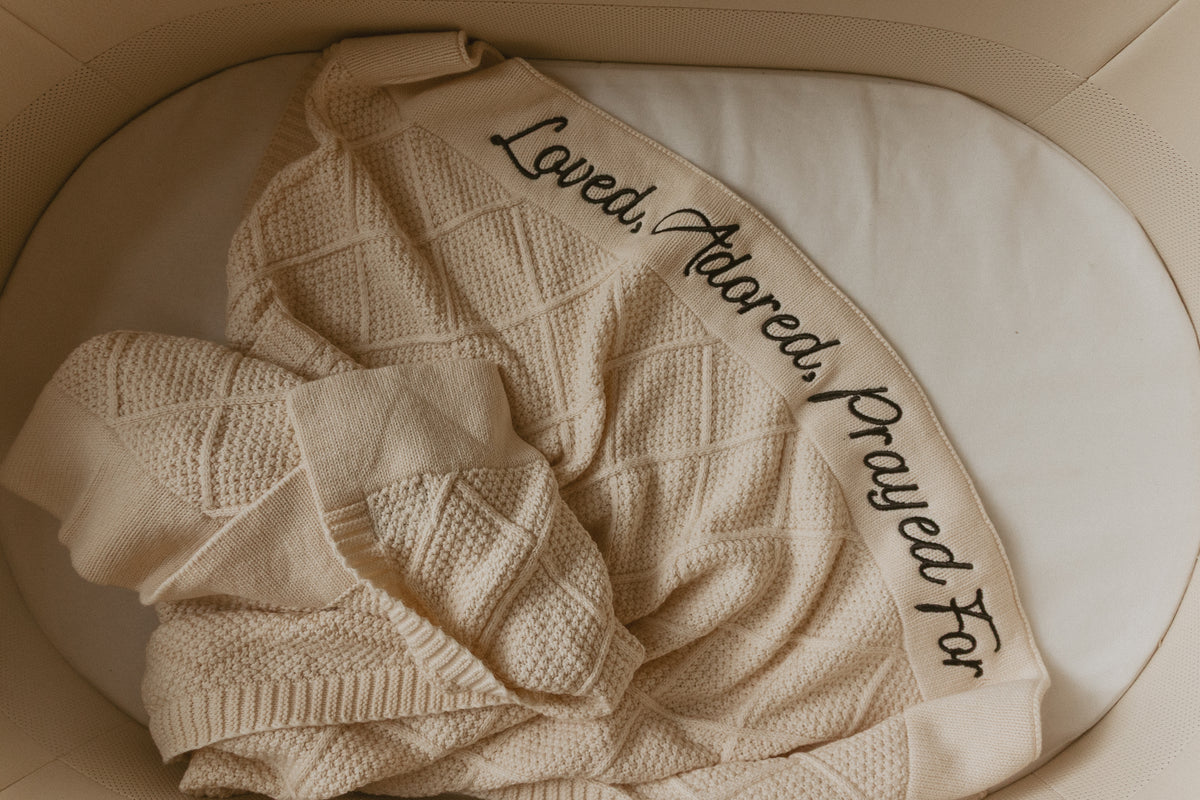 Loved, Adored, Prayed For Embroidered Blanket