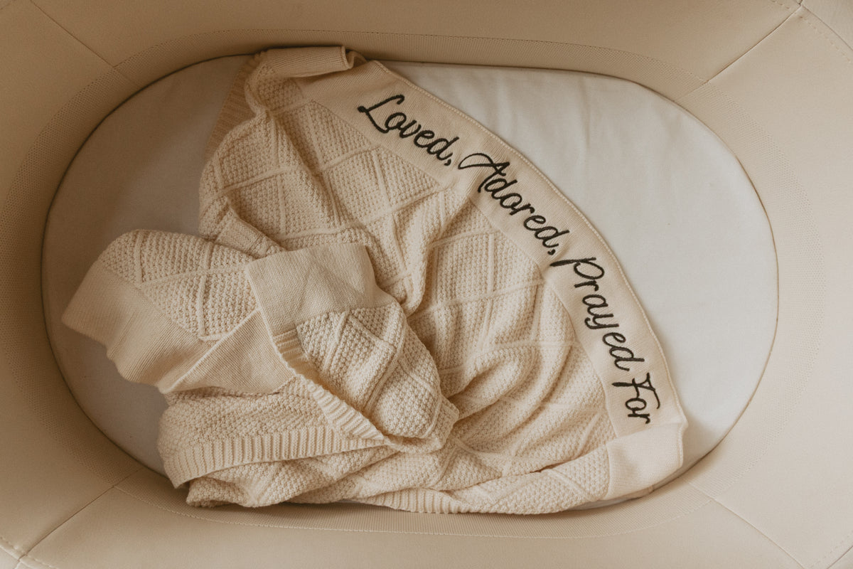 Loved, Adored, Prayed For Embroidered Blanket