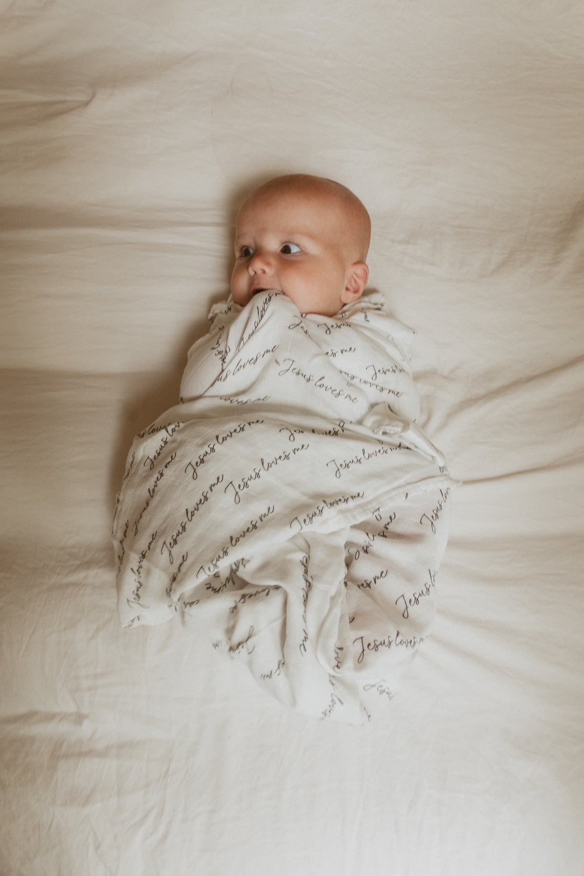 Jesus Loves Me Black & White Swaddle Blanket