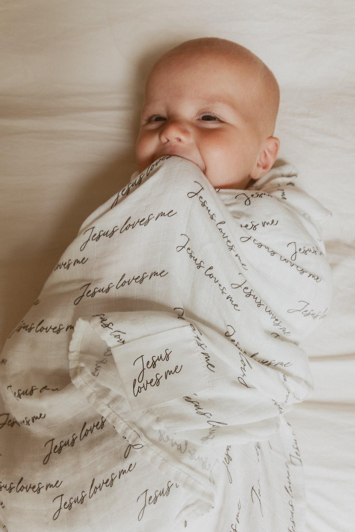 Jesus Loves Me Black & White Swaddle Blanket