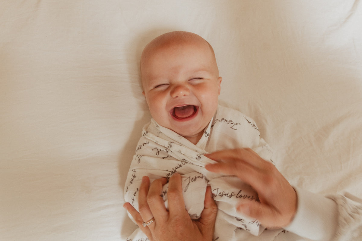 Jesus Loves Me Black & White Swaddle Blanket