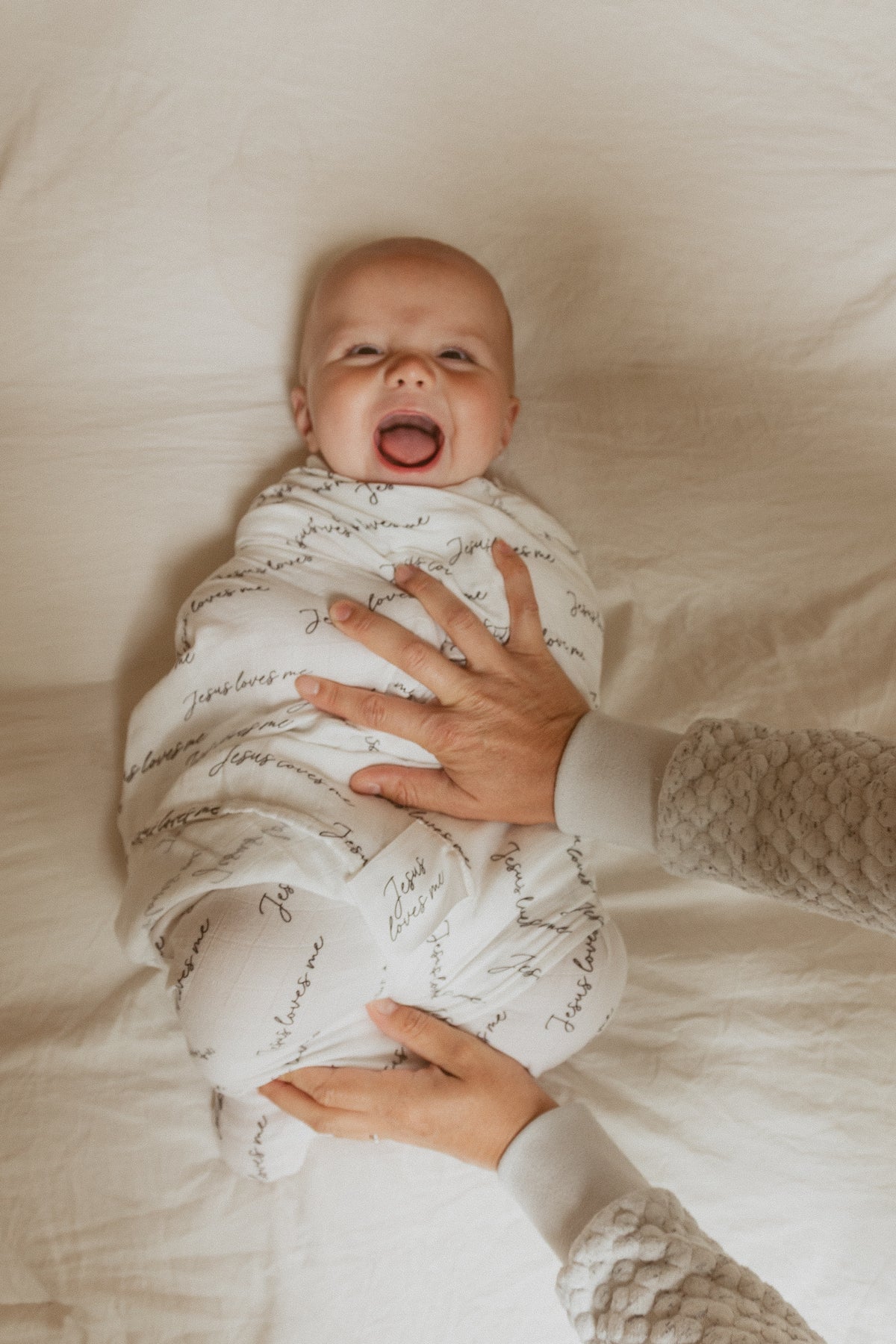 Jesus Loves Me Black & White Swaddle Blanket