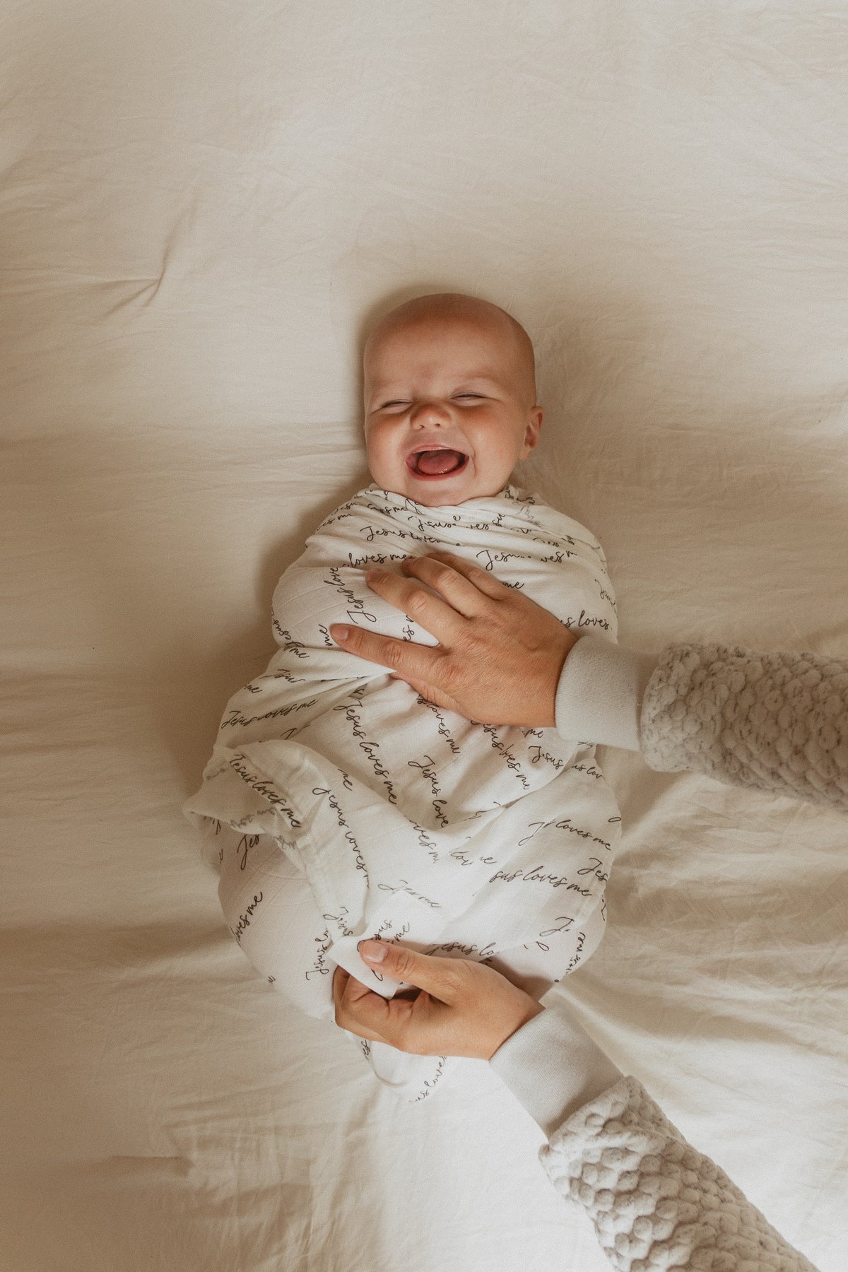Jesus Loves Me Black & White Swaddle Blanket