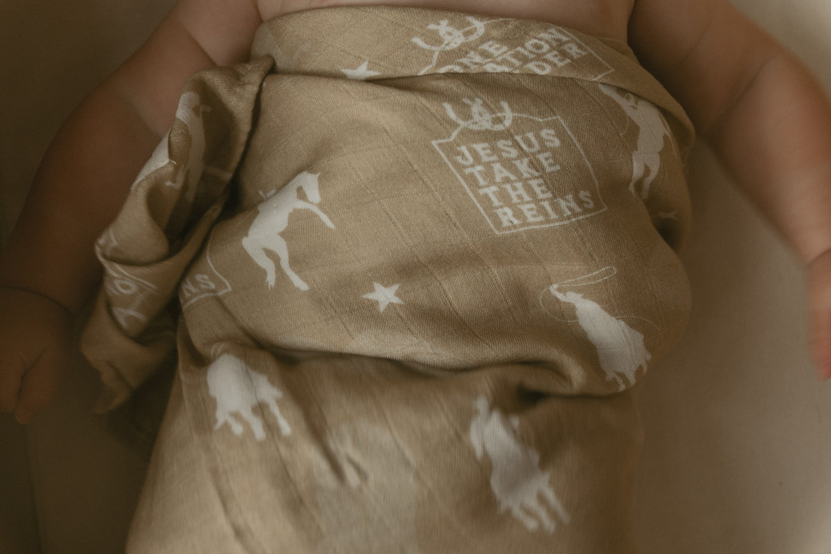 Jesus Take The Reins Cowboy Swaddle Blanket