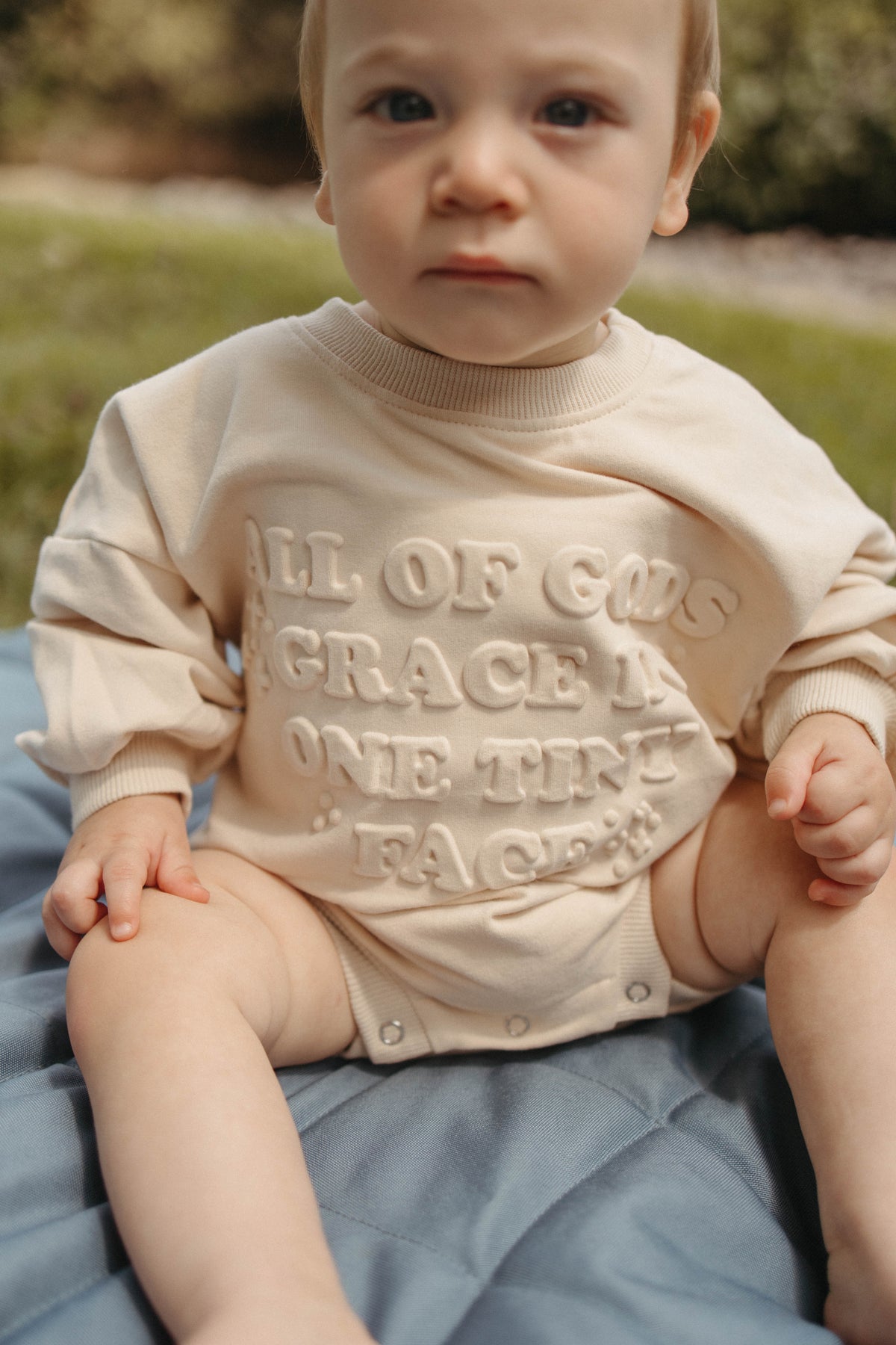 All Of Gods Grace In One Tiny Face Bubble Jumpsuit