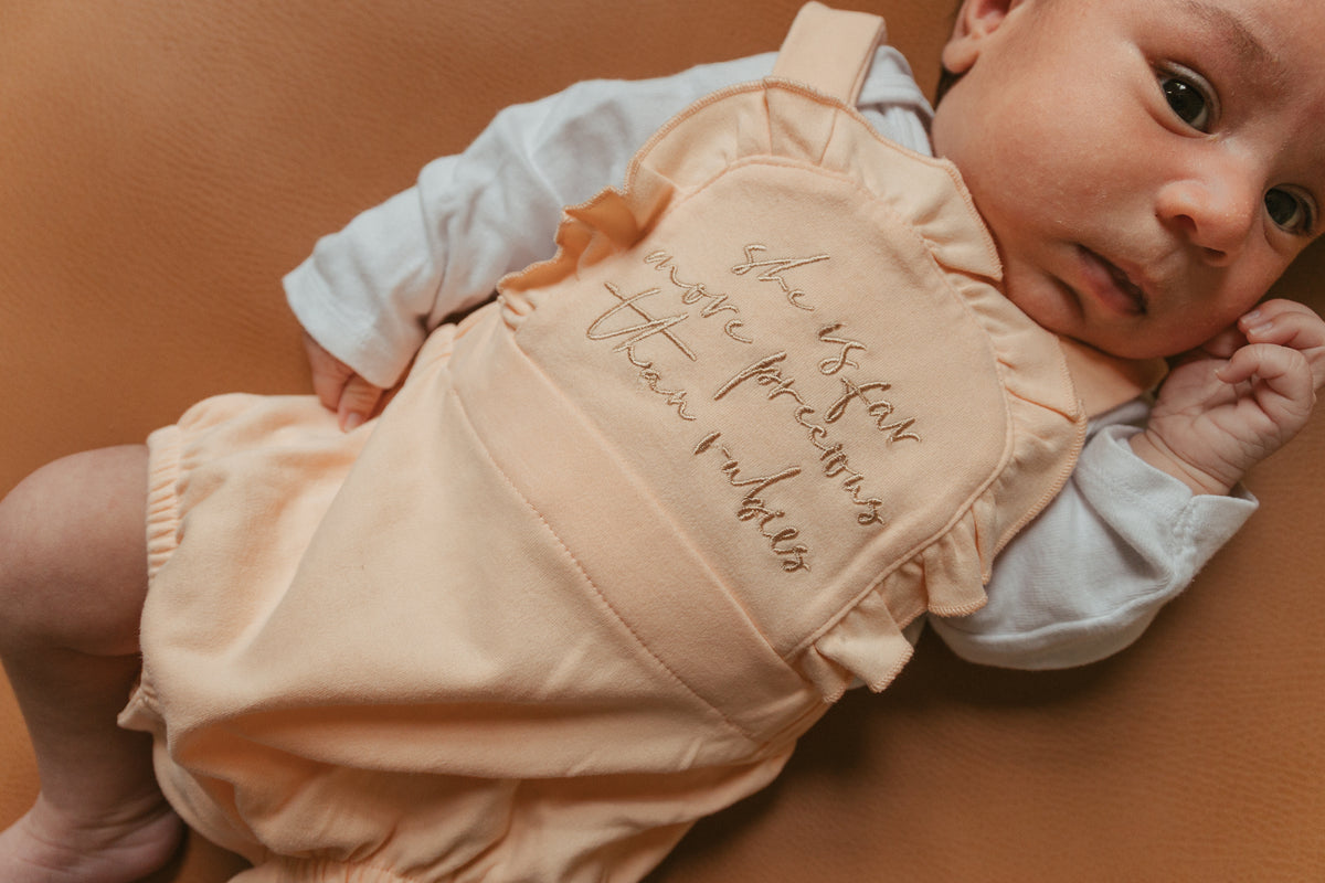 Far More Precious Than Rubies Embroidered Romper