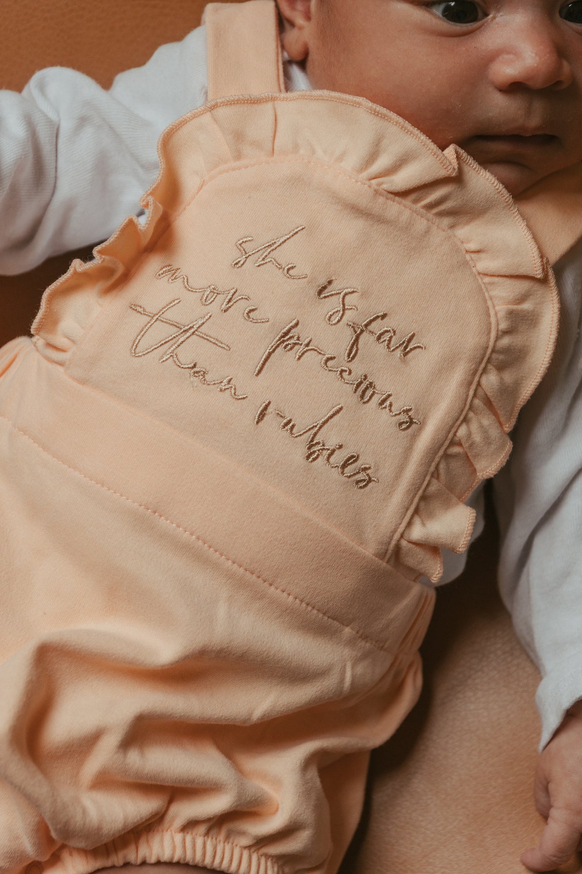 Far More Precious Than Rubies Embroidered Romper