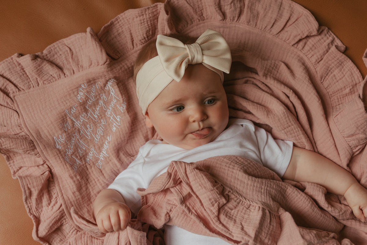 She is Far More Precious Ruffle Swaddle Blanket