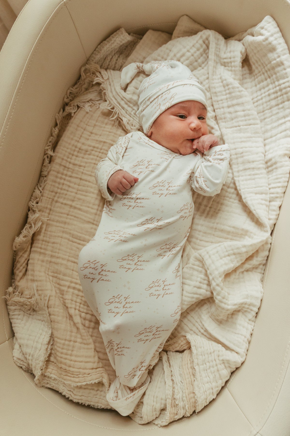 All of Gods Grace in One Tiny Face Bamboo Gown & Matching Beanie