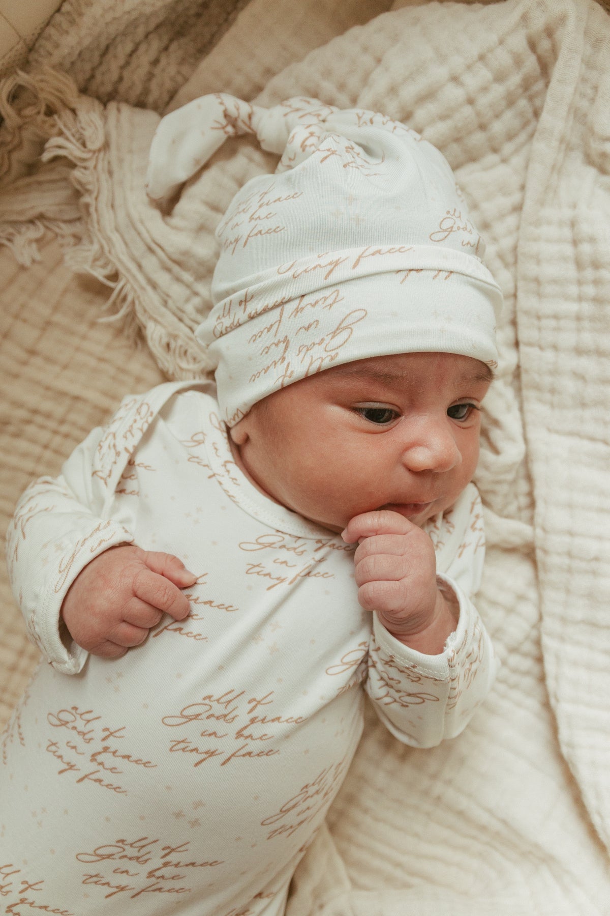 All of Gods Grace in One Tiny Face Bamboo Gown & Matching Beanie