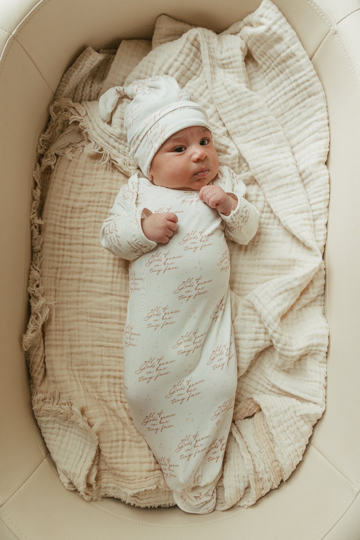 All of Gods Grace in One Tiny Face Bamboo Gown & Matching Beanie