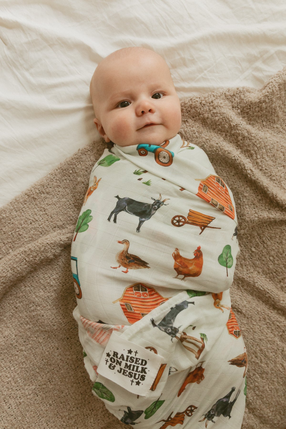 Raised On Milk & Jesus Farm Swaddle Blanket
