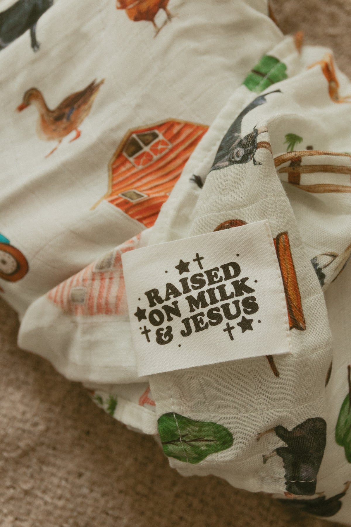 Raised On Milk & Jesus Farm Swaddle Blanket