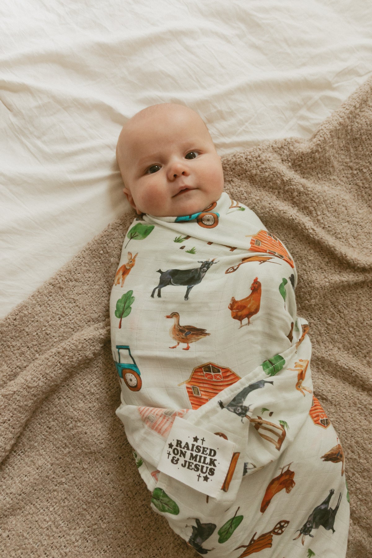 Raised On Milk & Jesus Farm Swaddle Blanket