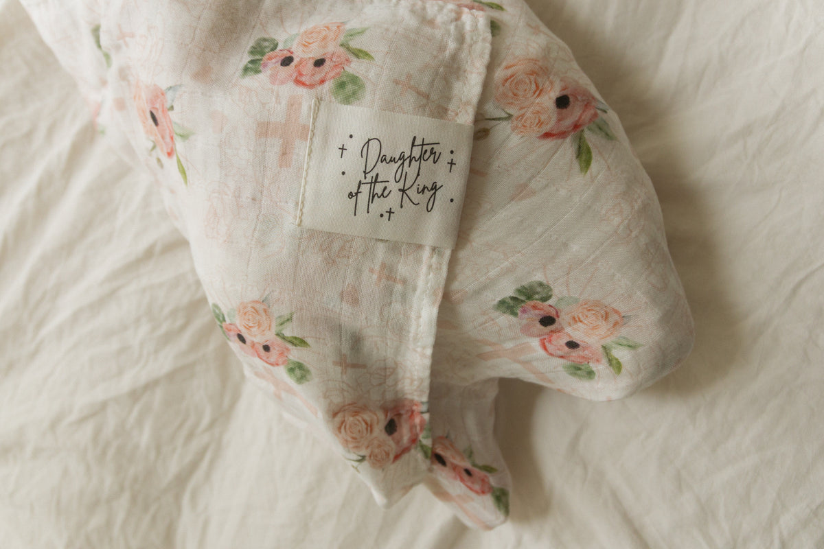 Daughter of the King Floral Swaddle Blanket