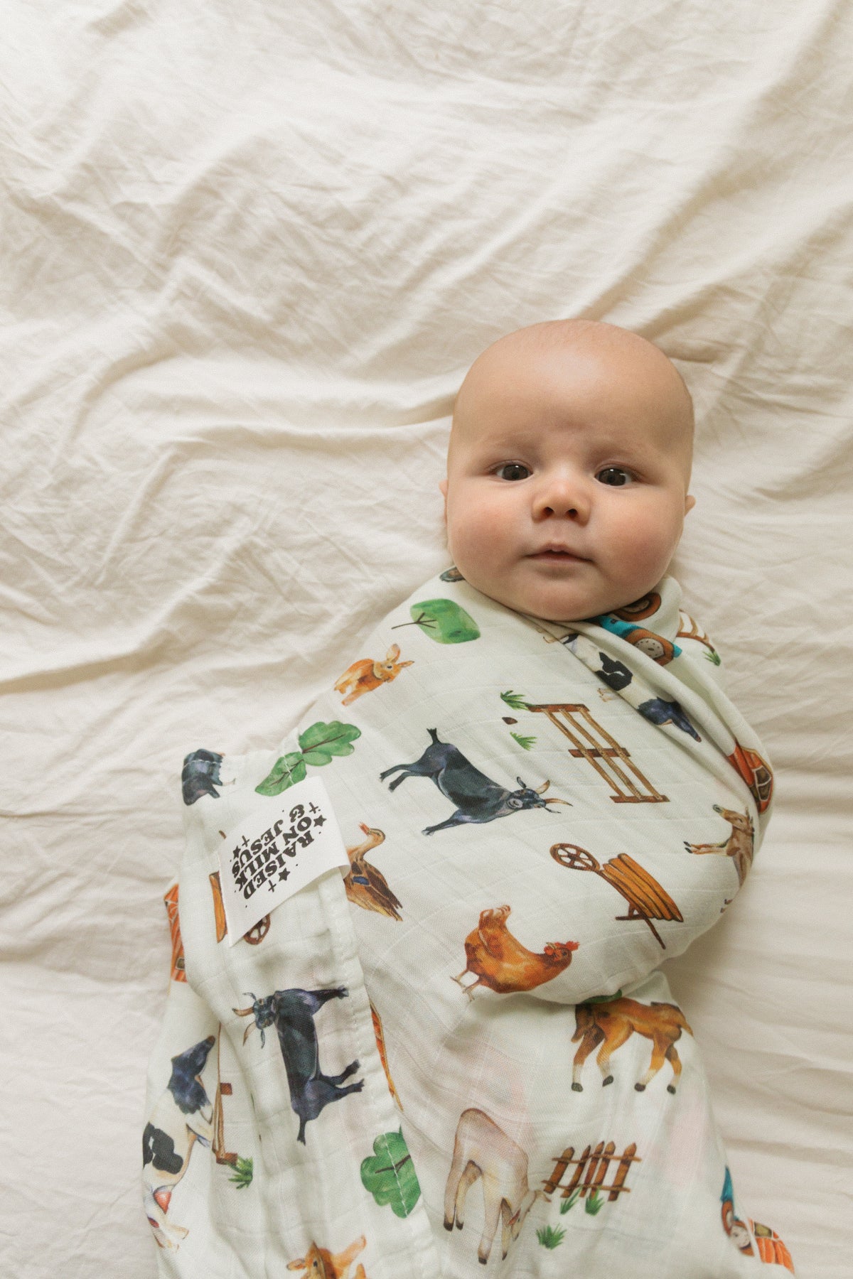 Raised On Milk & Jesus Farm Swaddle Blanket