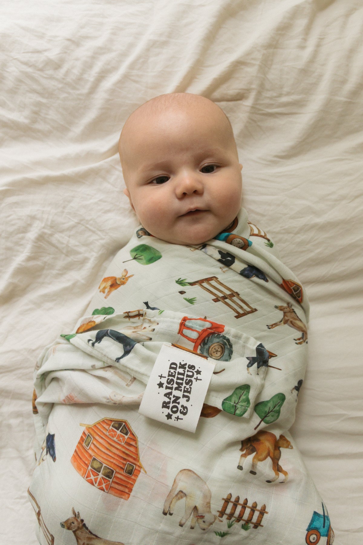 Raised On Milk & Jesus Farm Swaddle Blanket