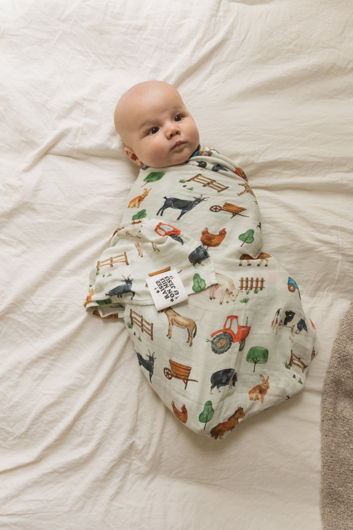 Raised On Milk & Jesus Farm Swaddle Blanket