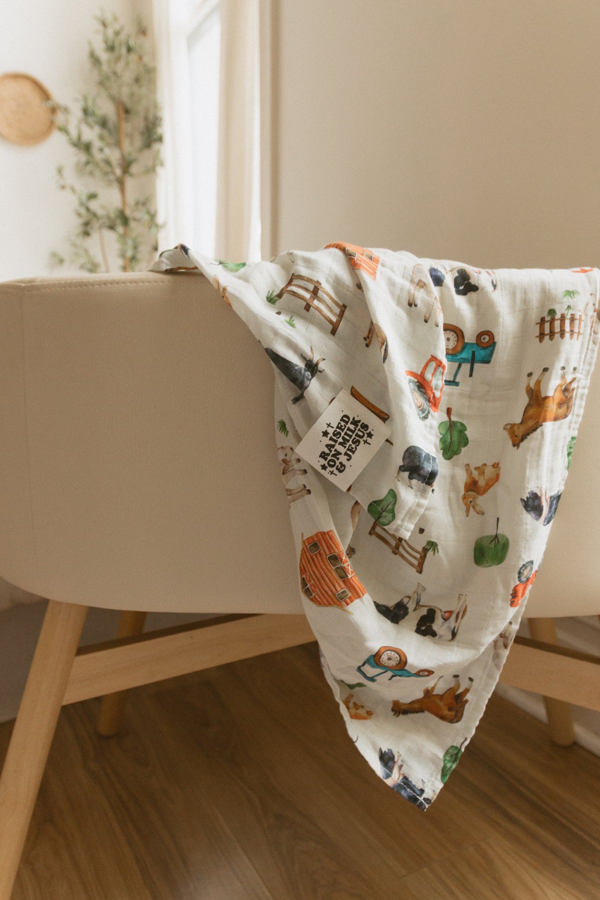 Raised On Milk & Jesus Farm Swaddle Blanket