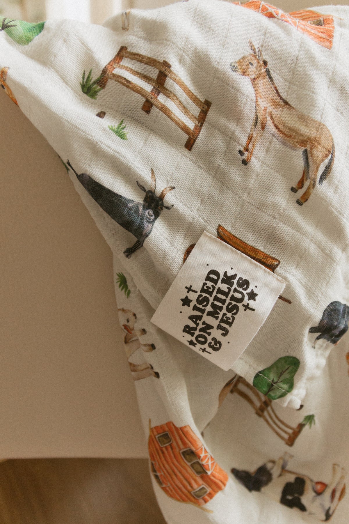 Raised On Milk & Jesus Farm Swaddle Blanket
