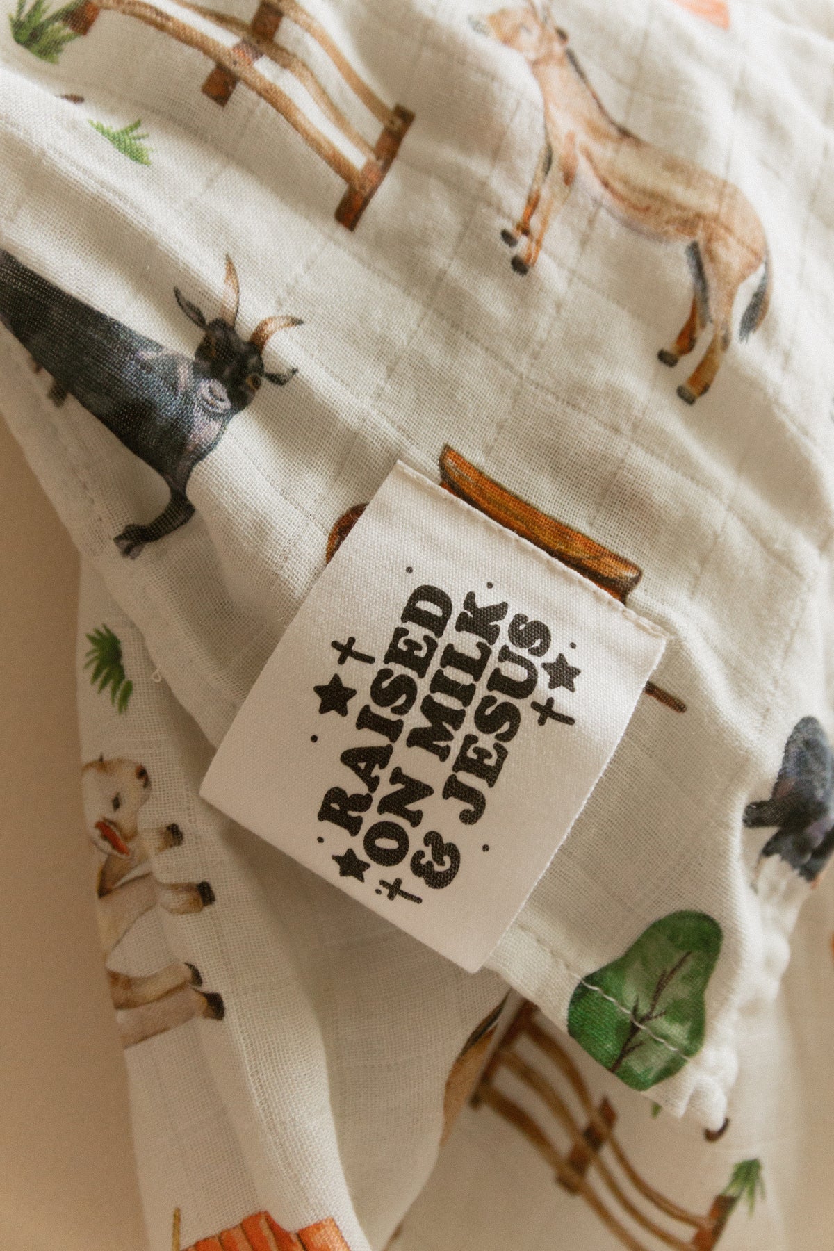 Raised On Milk & Jesus Farm Swaddle Blanket