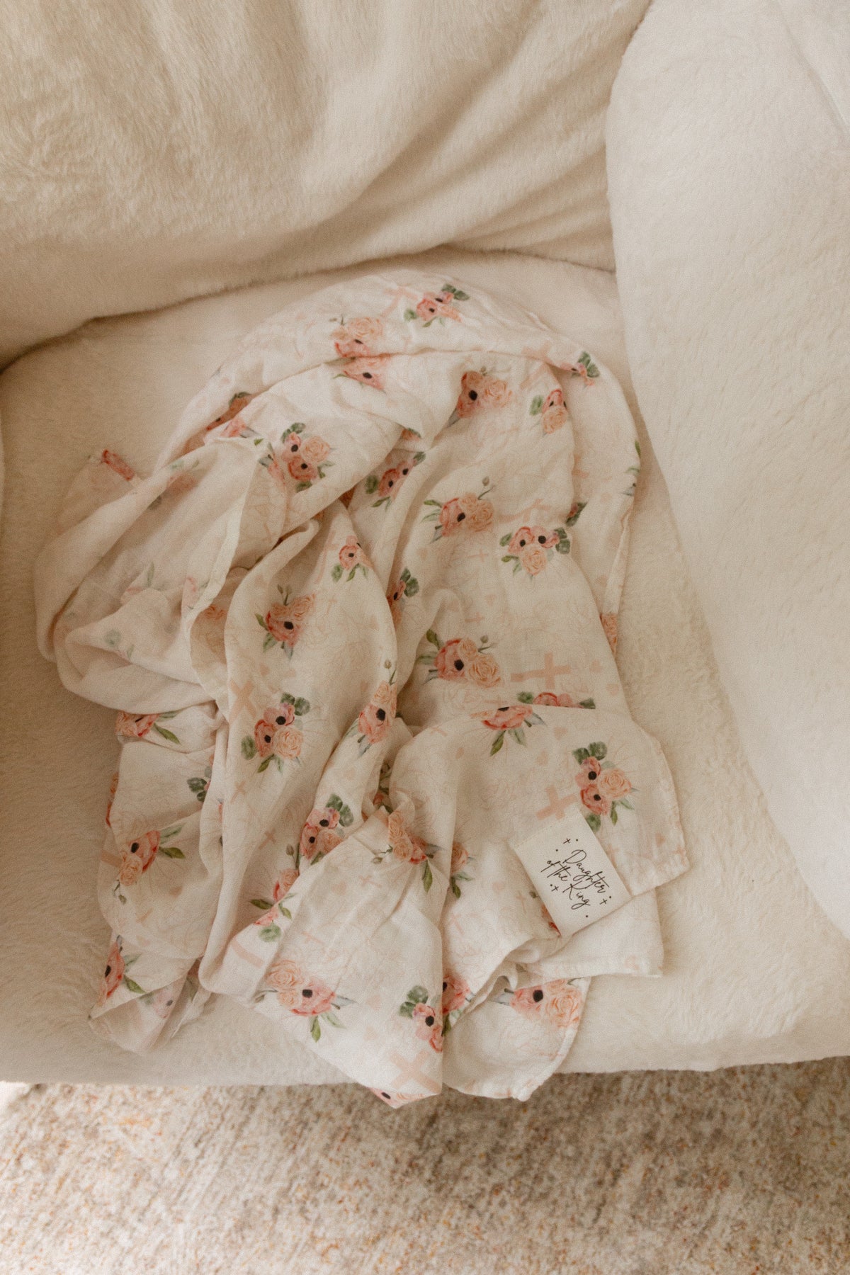 Daughter of the King Floral Swaddle Blanket