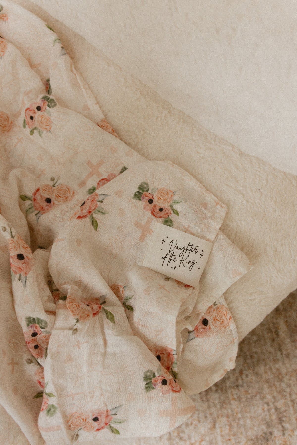 Daughter of the King Floral Swaddle Blanket