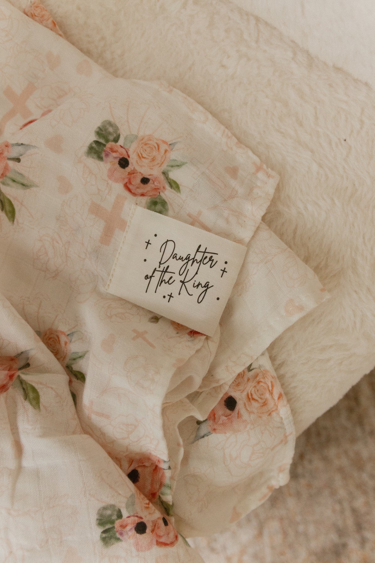 Daughter of the King Floral Swaddle Blanket