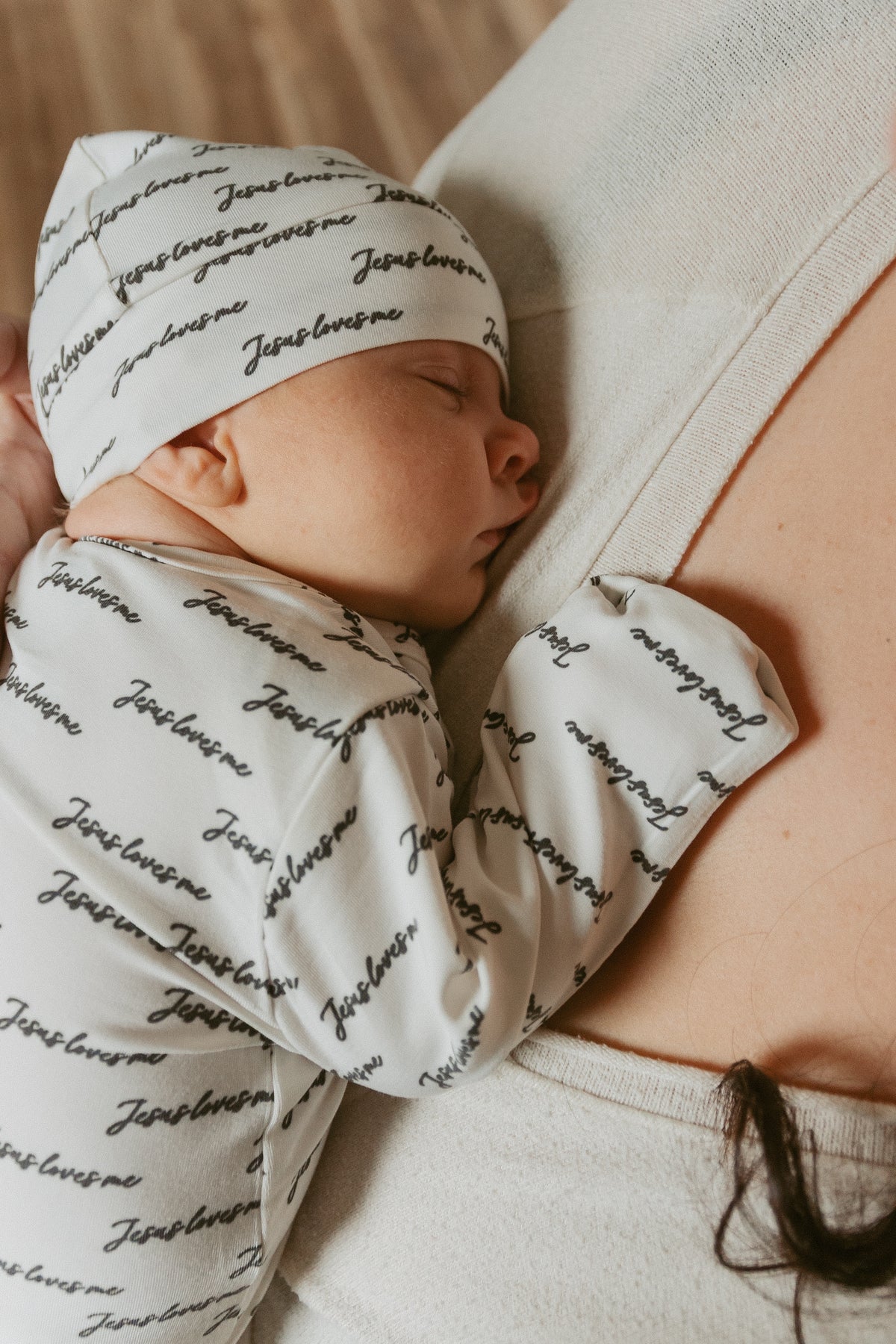 Jesus Loves Me Bamboo Gown & Matching Beanie