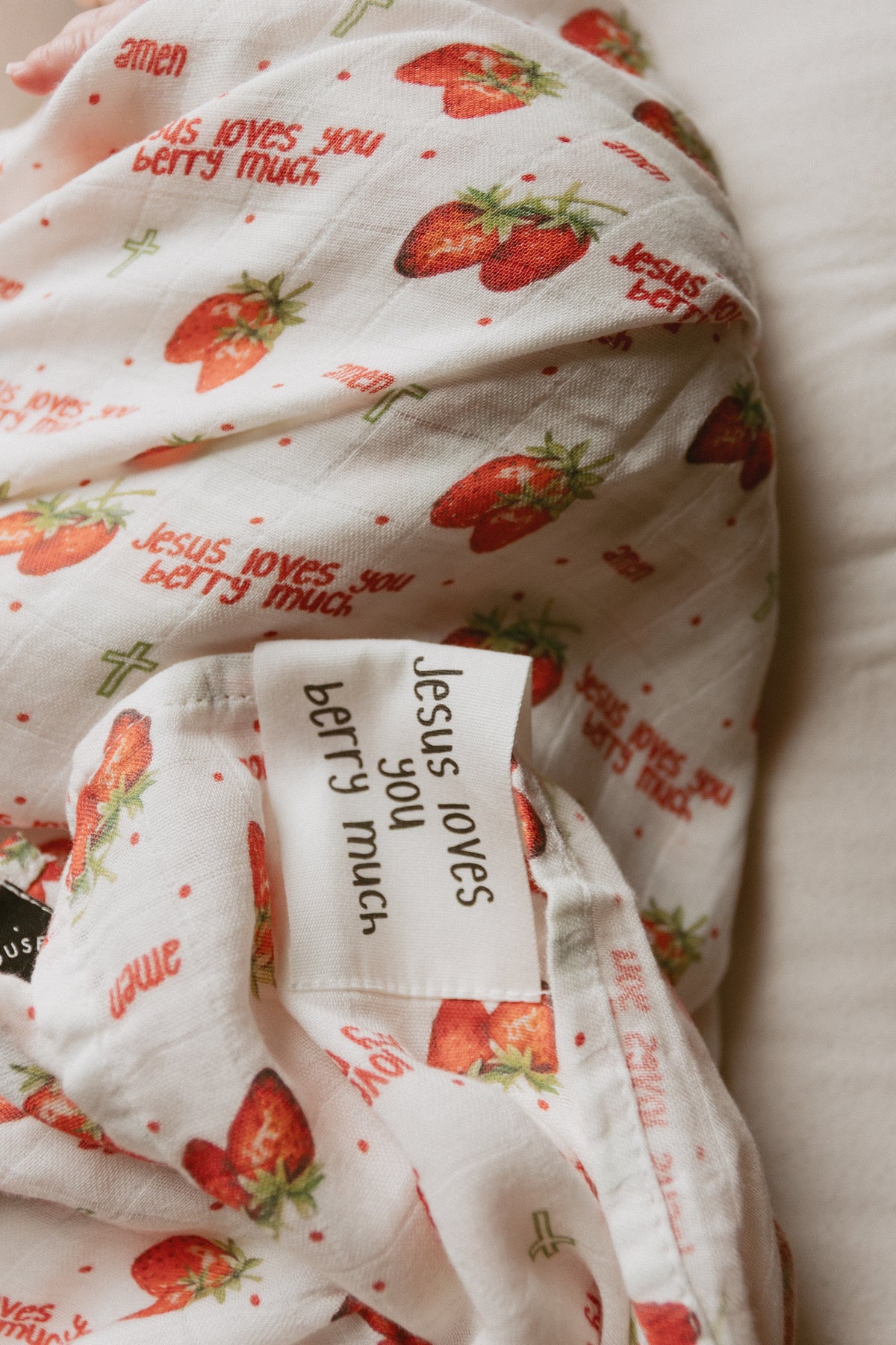 Jesus Loves You Berry Much Strawberry Swaddle